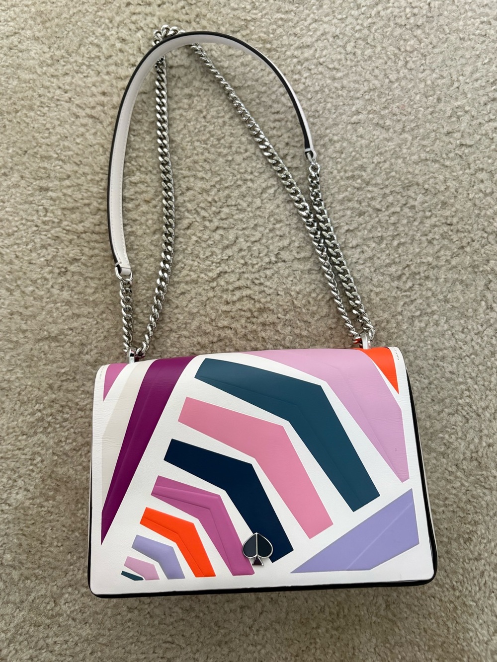 kate spade Pink Multi Geometric Colorblock Chain Crossbody